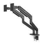 Manhattan TV & Monitor Mount, Desk, Full Motion (Spring), 2 screens, Screen Sizes: 13-45", Black, Clamp or Grommet Assembly, Dual Screen, VESA 75x75 to 100x100mm, Max 20kg (each)