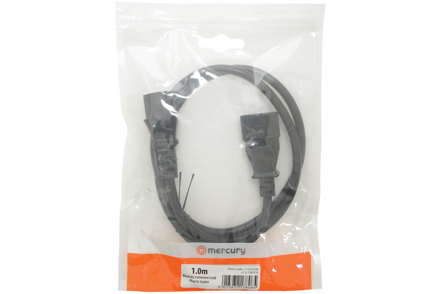 Mercury 114.051UK power cable Black 1 m IEC C13