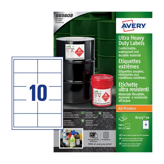 Image of Avery B7173-50 self-adhesive label Rectangle Permanent White 500 pc(s)