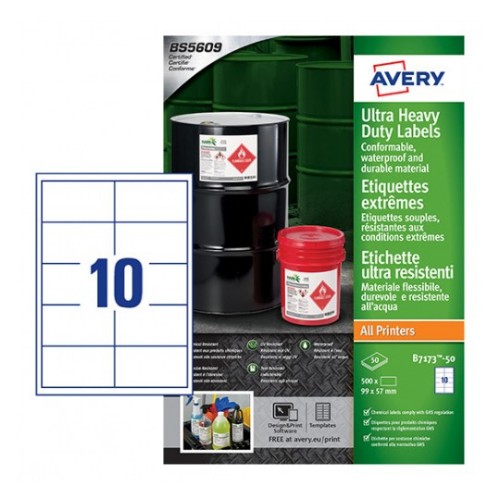 Avery B7173-50 self-adhesive label Rectangle Permanent White 500 pc(s)