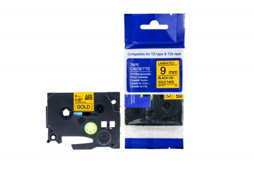 CTS Compatible Brother P-Touch TZe-821 Black on Gold also for TZ-821 Label Cassette