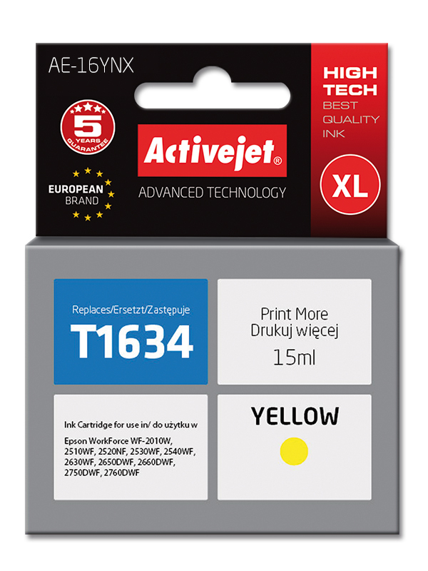 Activejet AE-16YNX ink (replacement for Epson 16XL T1634; Supreme; 15 ml; yellow)