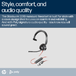 Poly Blackwire 3310 Monaural Microsoft Teams Certified USB-C Headset +USB-C/A Adapter