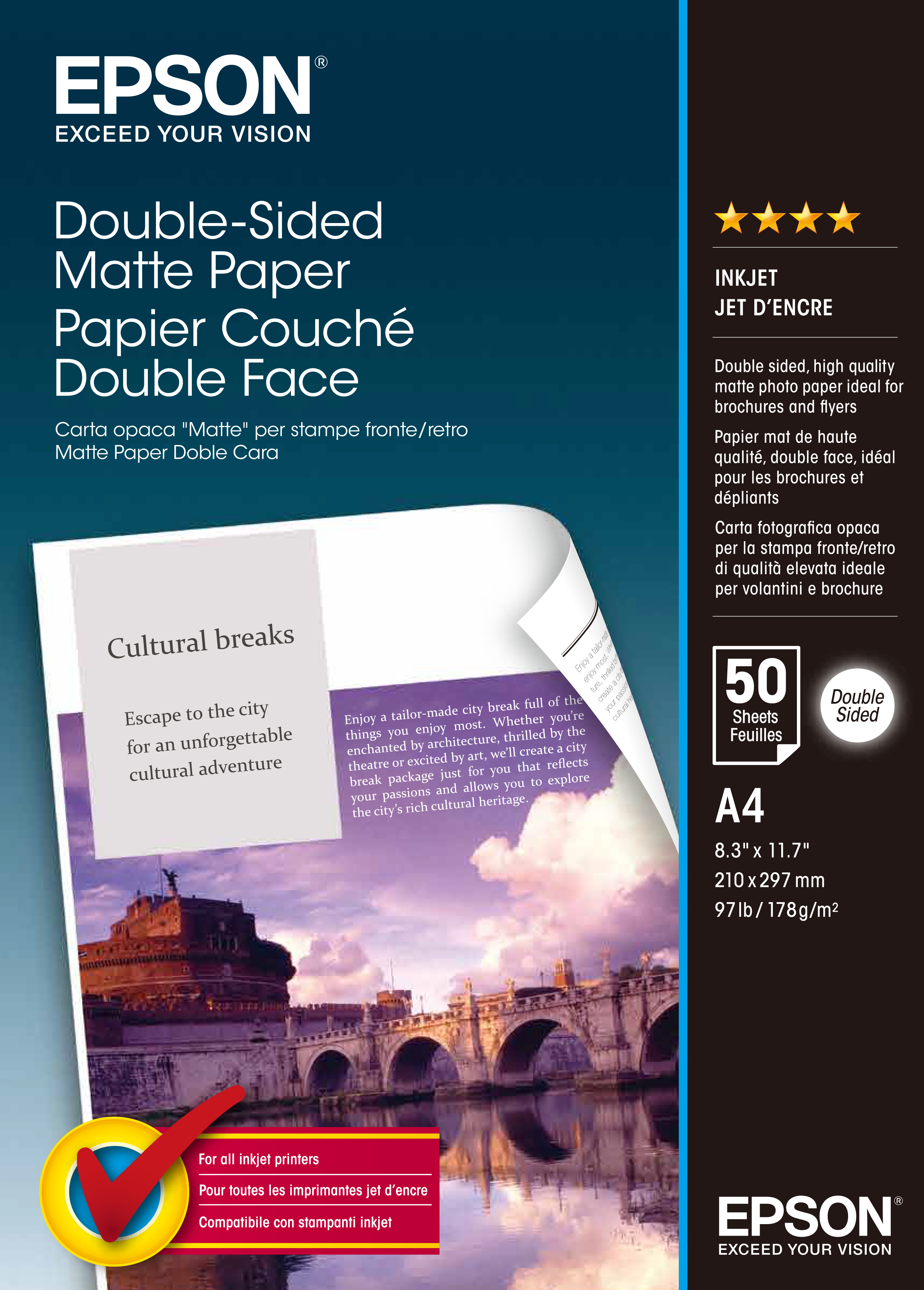 Image of Epson Double Sided Matte Paper - A4 - 50 Sheets