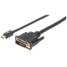 Manhattan Mini DisplayPort 1.2a to DVI-D 24+1 Cable, 1080p@60Hz, 1.8m, Male to Male, Compatible with DVD-D, Black, Lifetime Warranty