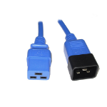Videk IEC M C20 to F C19 Mains Power Cable Blue 1Mtr