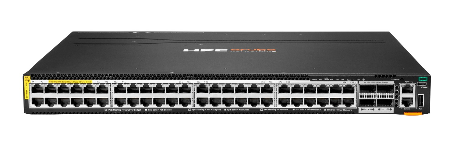Image of HPE Networking CX6300M 48p Smart Rate 10G PTP/AVB Class8 PoE 4320W 4p
