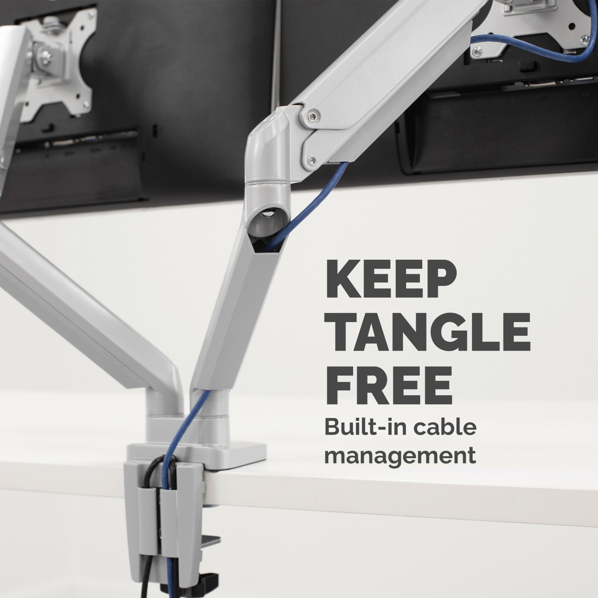Fellowes Platinum Series Dual Monitor Arm - Monitor Mount for Two 8KG 40 Inch Screens - Adjustable Dual Monitor Desk Mount - Tilt 45° Pan 180áµ’ Swivel 360áµ’ Rotation 360áµ’, VESA 75 x 75/100 x 100 - Silver