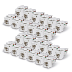 StarTech.com Cat6 Keystone Jack, 24-Pack RJ45 Ethernet Keystone Jacks, UTP Cat6 Wall Jack, 90-Degree 110 Punch Down, White