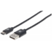 Manhattan USB-C to USB-A Cable, 50cm, Male to Male, Black, 480 Mbps (USB 2.0), Equivalent to USB2AC50CM, Hi-Speed USB, Lifetime Warranty, Polybag
