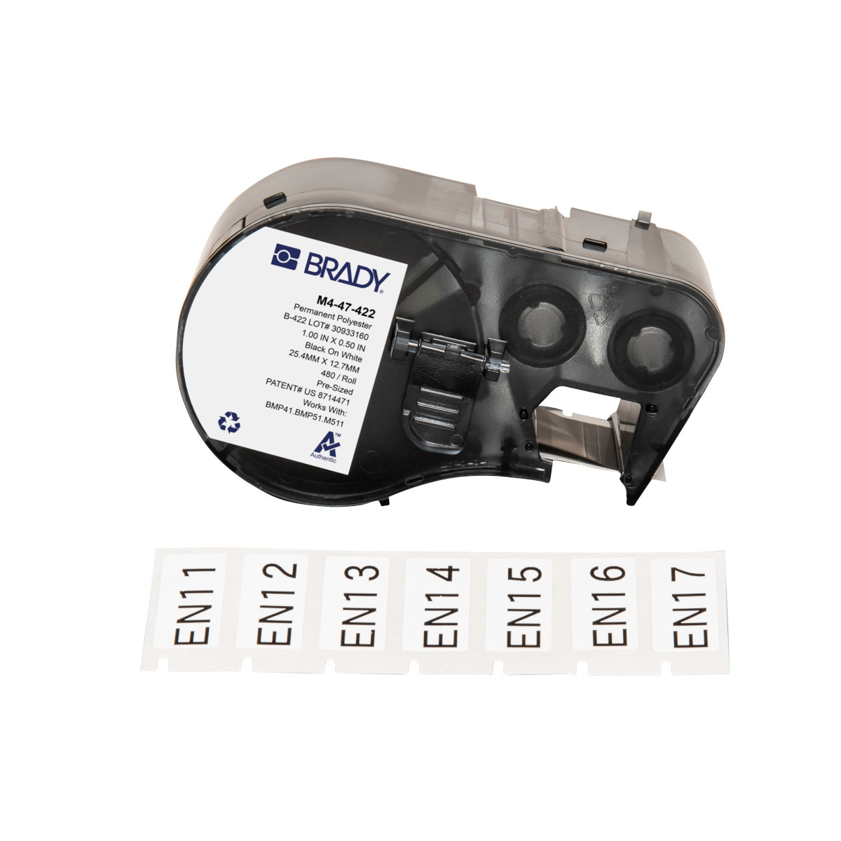 Brady M4-47-422 printer label Black. White Self-adhesive printer label