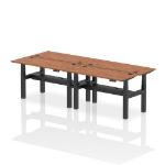 Dynamic Air Back-to-Back W1400 x D600mm Height Adjustable Sit Stand 4 Person Bench Desk With Cable Ports Walnut Finish Black Frame - HA01914 DD