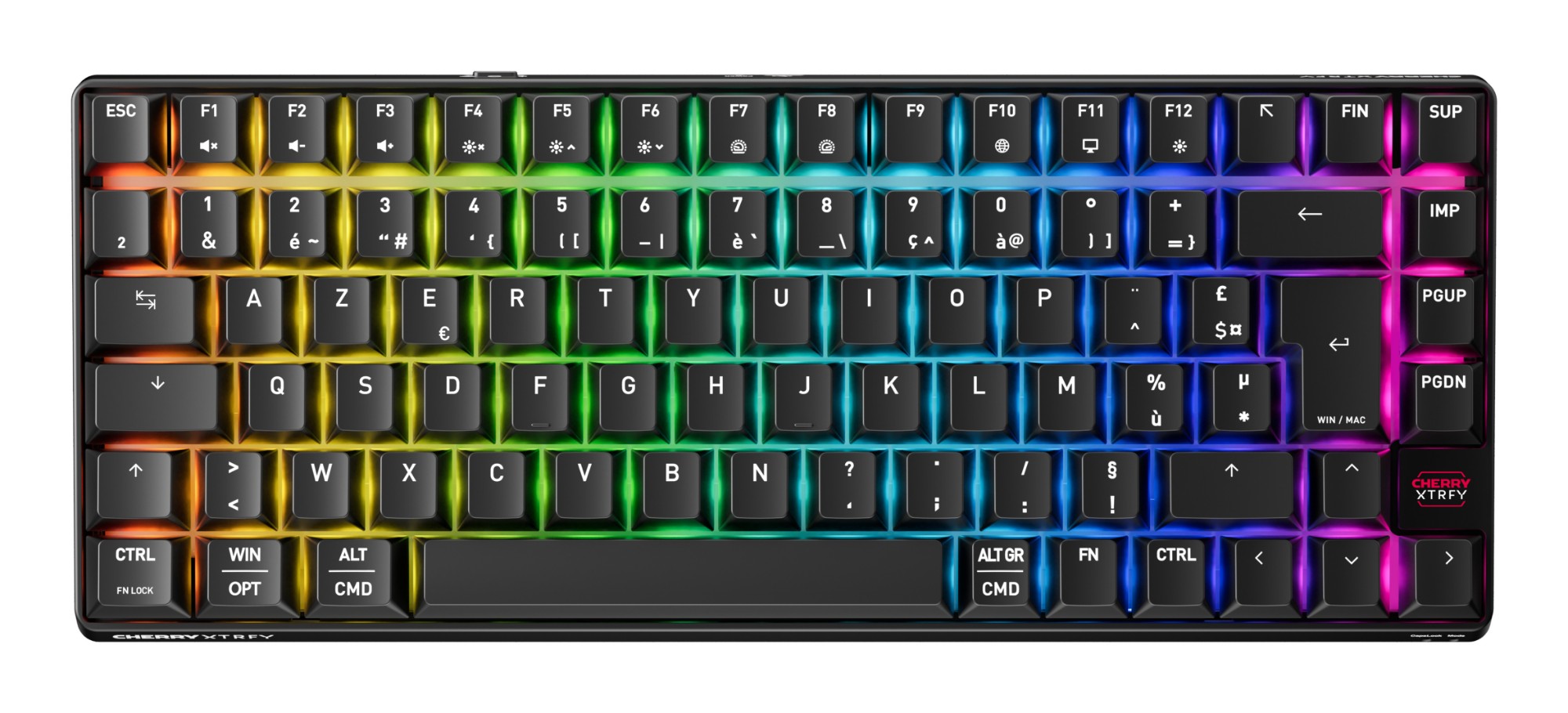 CHERRY XTRFY K33 Compact Wireless keyboard Gaming USB + RF Wireless + Bluetooth AZERTY French Black