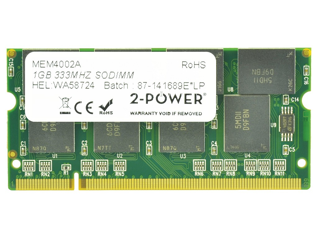 2-Power 1GB PC2700 333MHz SODIMM Memory - replaces 370-11450