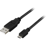 Deltaco USB 2.0 Cable A/micro B, 5m USB-kablar USB A Micro-USB B Svart