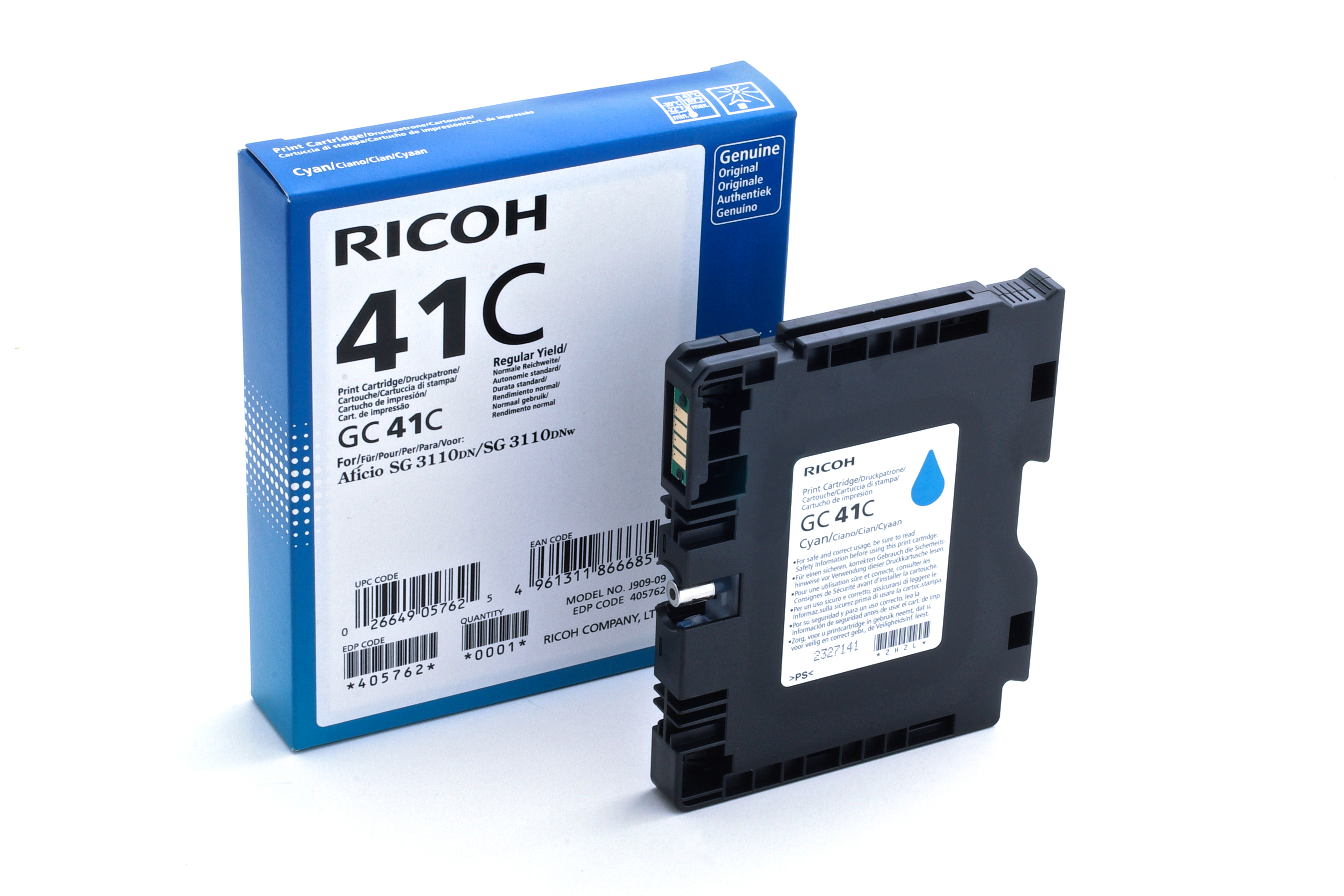 Image of Ricoh 405762/GC-41C Gel cartridge cyan, 2.2K pages ISO/IEC 24711...
