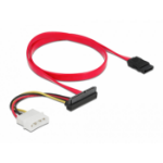 DeLOCK Kabel SATA 6 Gb/s 7 Pin Buchse + Molex 4 Pin Strom Stecker > SATA 22 Pin Buchse oben gewinkelt 50 cm