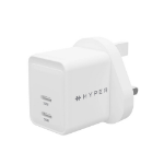 Targus HyperJuice - Power adapter - GaN - 35 Watt - QC 3.0, Power Delivery 3.0 + PPS - 2 output connectors (24 pin USB-C) - white - United Kingdom