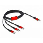 DeLOCK USB Charging Cable 3 in 1 USB Type-C to 3 x USB Type-C 1 m black / red