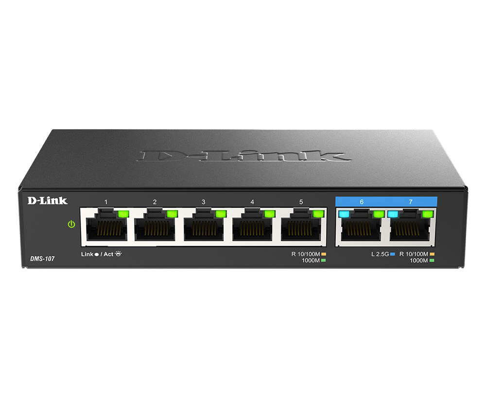 D-Link DMS-107 network switch Unmanaged Gigabit Ethernet (10/100/1000) Black