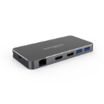 Hypertec ProDockEssential X1 - Universal USB-C Dock with Dual HDMI (Mirror and Extension); USB 3.0; Gigabit Ethernet; 100W Power Delivery.