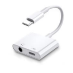 JLC Type C to 3.5mm/Type C Fast Charger Adapter - White