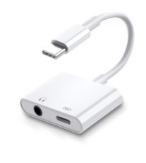 JLC Type C to 3.5mm/Type C Fast Charger Adapter - White