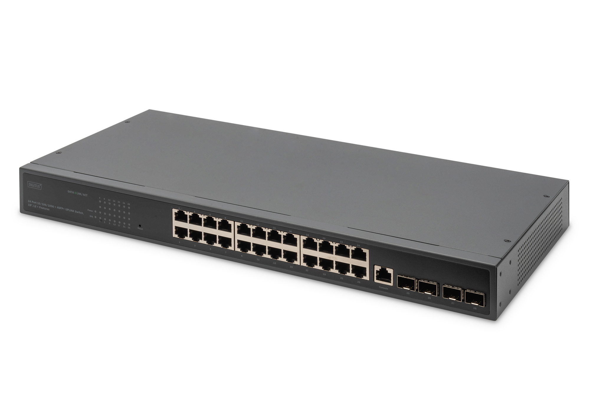 Image of Digitus 24 Port 10/100/1000 + 4SFP+ UPLINK Switch, 19", L2+ Features