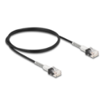 DeLOCK RJ45 Network Cable with double bend protection Cat.6A UTP Slim 1 m black