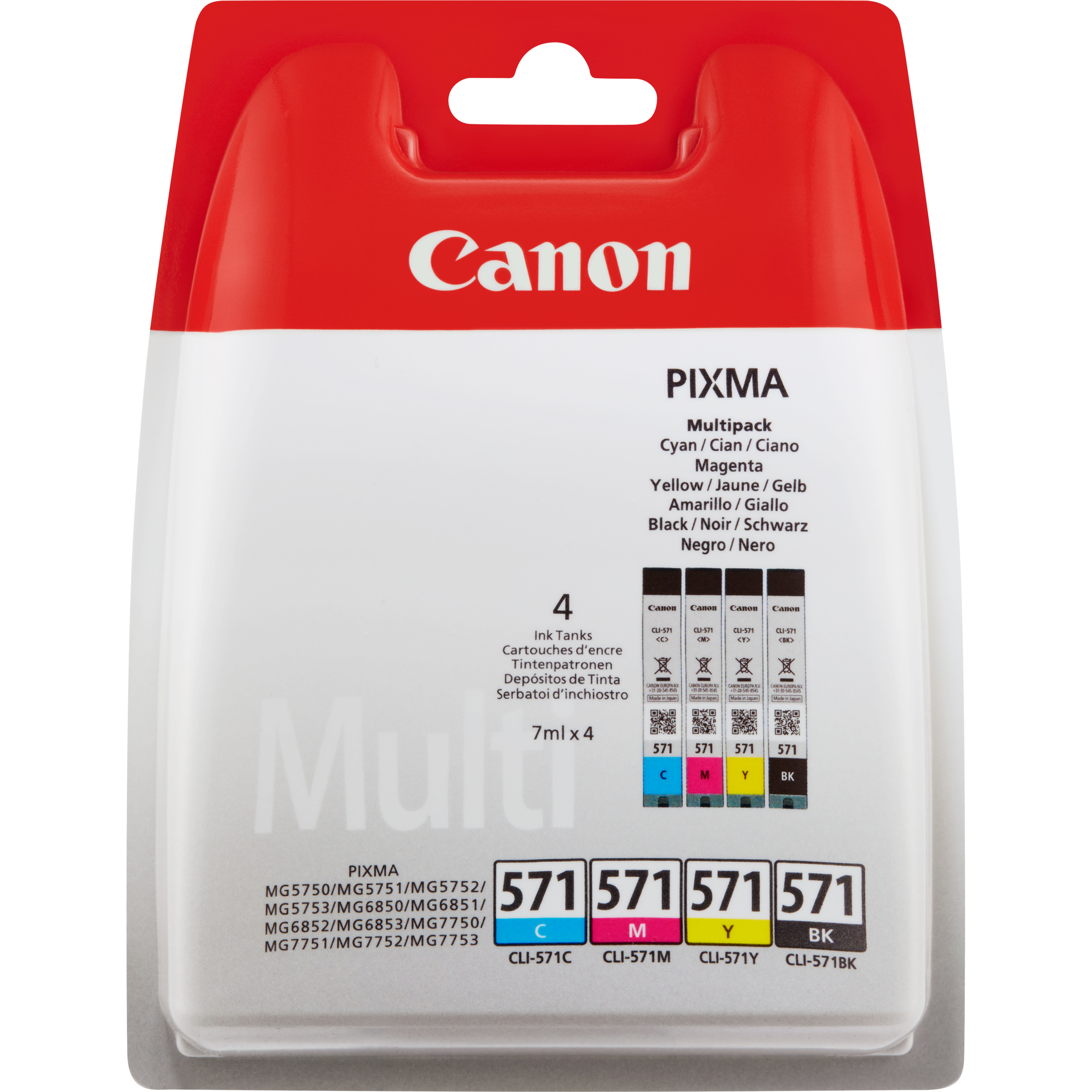 Image of Canon 0386C005/CLI-571 Ink cartridge multi pack Bk,C,M,Y, 4x1.11K...
