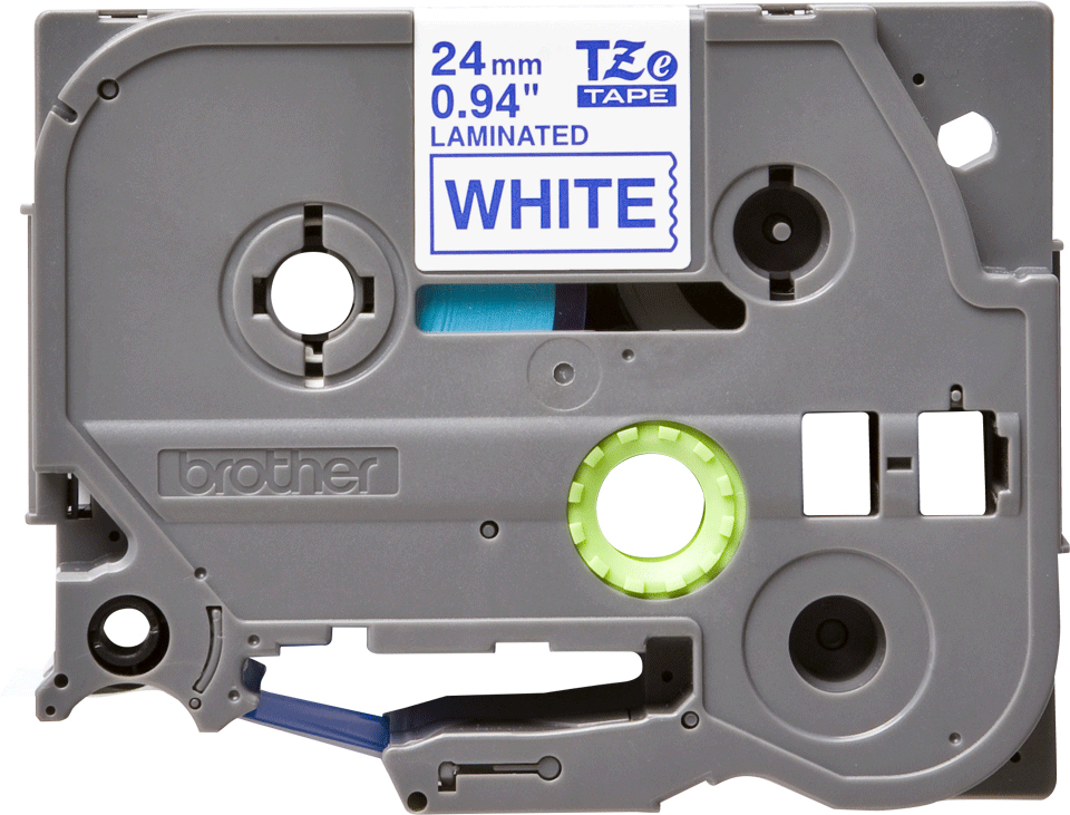Brother P-Touch TZe Lam Tape Cassette 24mm x 8m Blue on White Tape TZE253