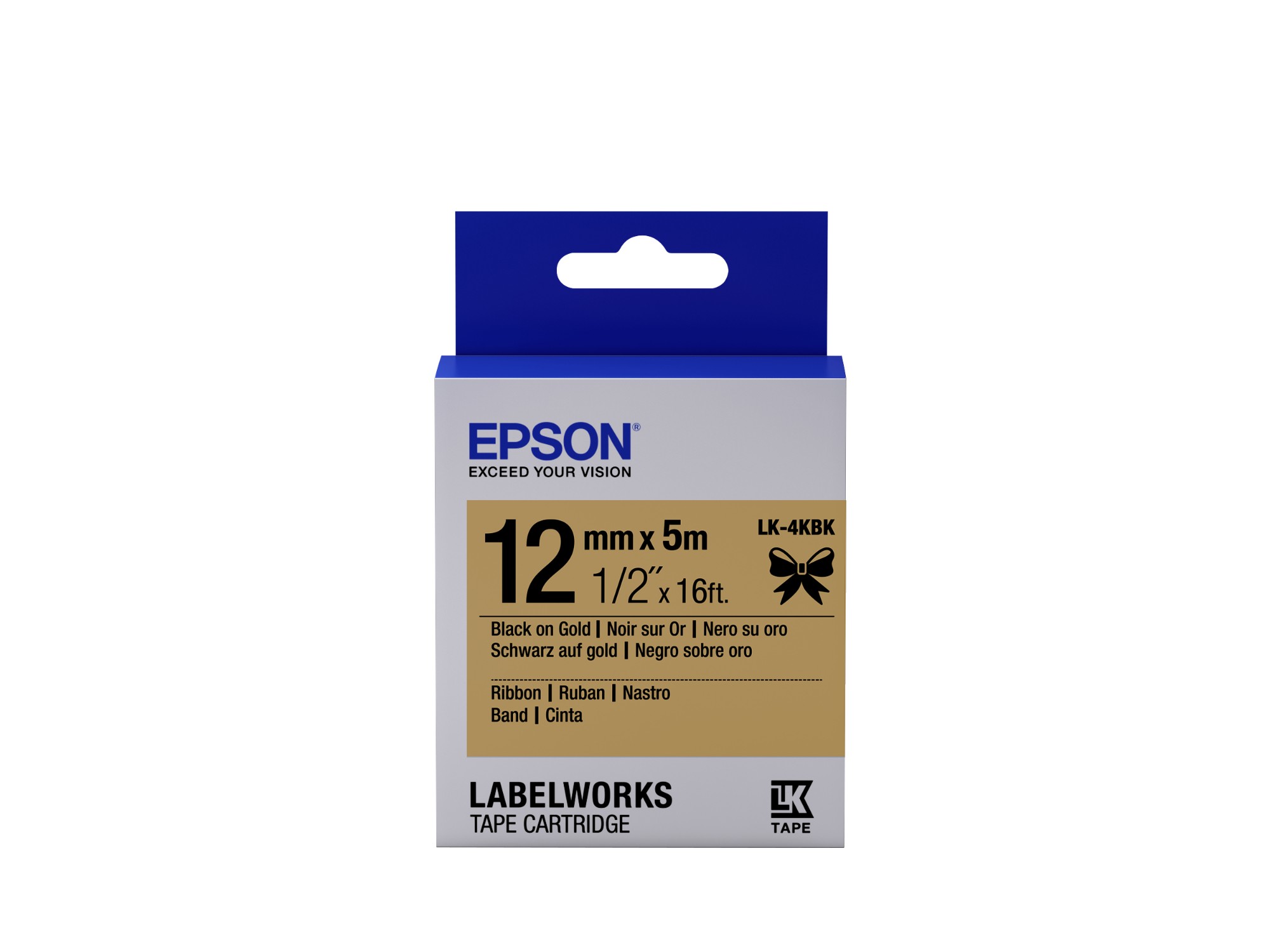 Epson Black/Gold C53s654001/Lk-4Kbk Ribbon On 12Mm X 5M For Labe