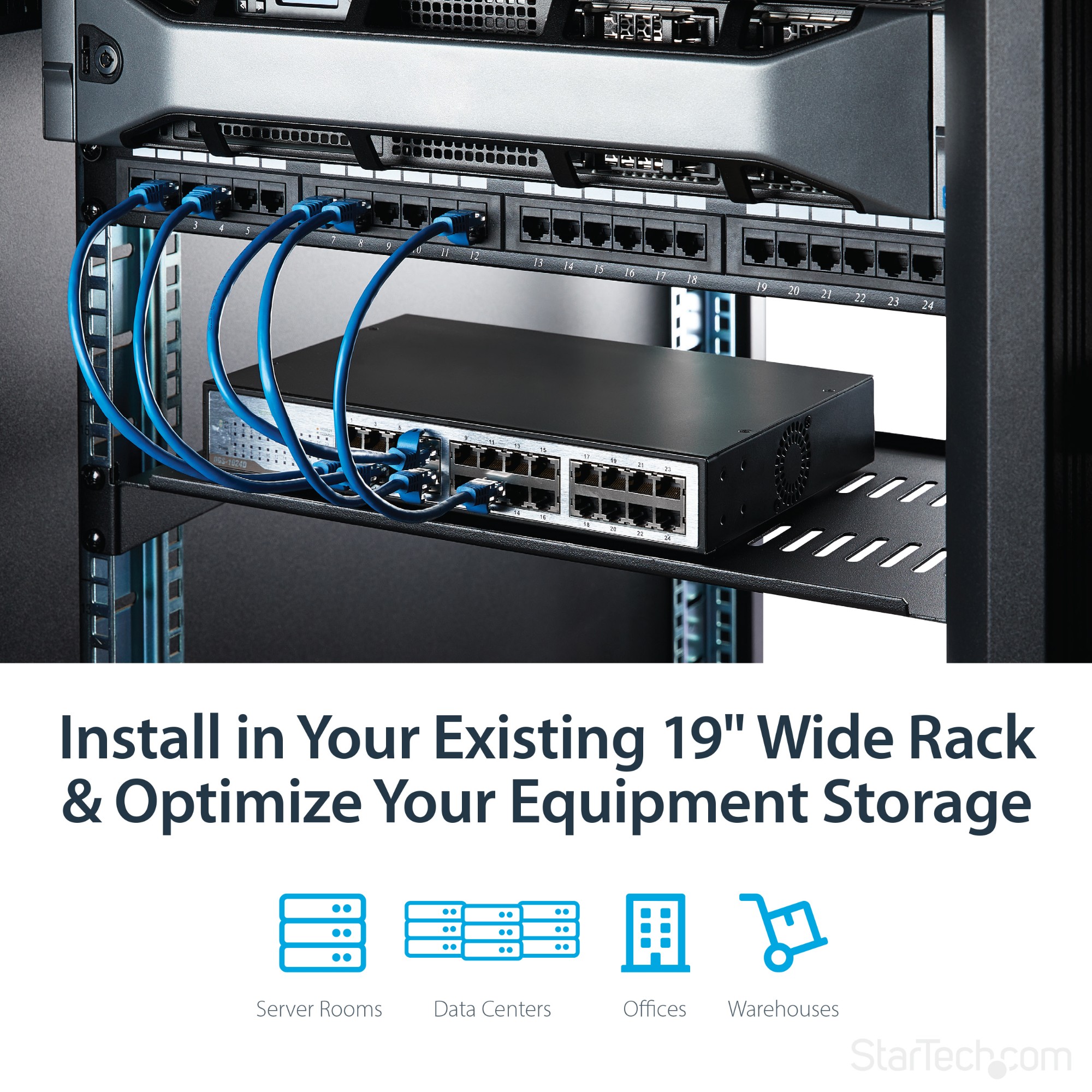 StarTech.com 1U Vented Server Rack Cabinet Shelf - 10in Deep Fixed Cantilever Tray - Rackmount Shelf for 19&quot; AV/Data/Network Equipment Enclosure with Cage Nuts &amp; Screws - 44lbs capacity