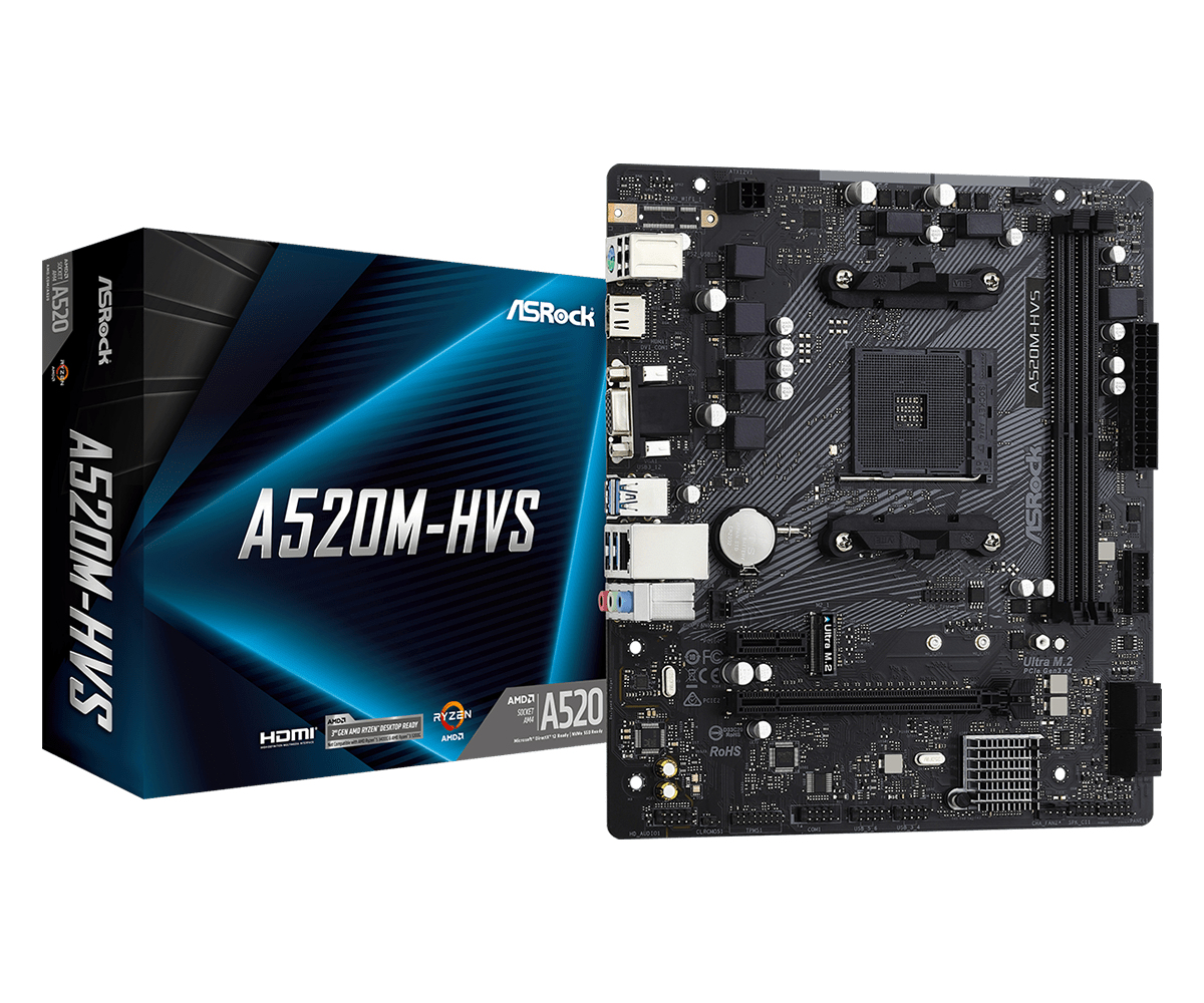 Image of Asrock A520M-HVS AMD A520 Socket AM4 micro ATX
