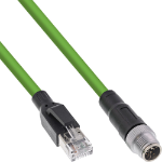 InLine Industrial network cable, M12 8-pin X-coded to RJ45 plug, Cat.6A PUR 2m