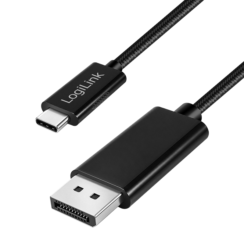 LogiLink USB 3.2 Gen2 Type-C cable. C/M to DP/M. bi-di. 8K/60 Hz. meta