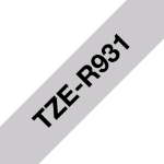 Brother TZE-R931 DirectLabel black on silver textil 12mm x 4m for Brother P-Touch TZ 3.5-18mm/6-12mm/6-18mm/6-24mm/6-36mm