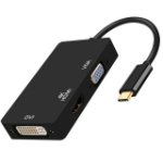 4XEM 4XUSBCHDMIDVIVGA video cable adapter 7.87" (0.2 m) USB Type-C VGA (D-Sub)+ HDMI + DVI Black