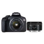 Canon EOS 2000D + EF-S 18-55 IS II + EF 50mm 1/2" SLR camerabody 24,1 MP CMOS 6000 x 4000 Pixels Zwart
