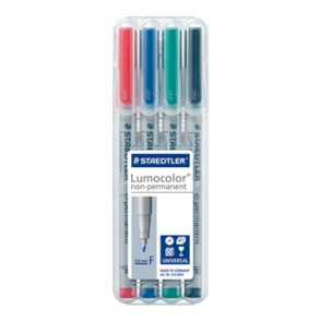 Staedtler Lumocolour Non-Permanent Fine Assorted (Pack of 4) 316-WP4