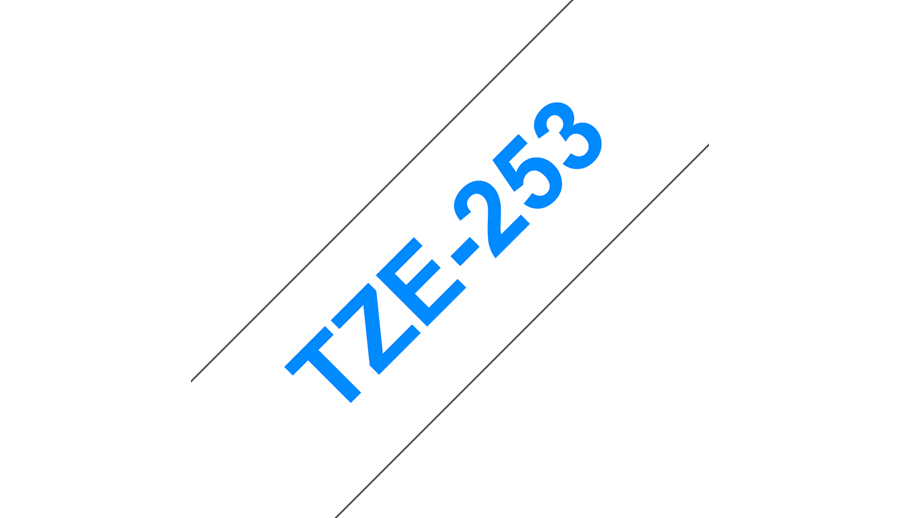 Brother P-Touch TZe 24mm Blue on White Labelling Tape TZE253