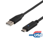 Deltaco USBC-1002 USB cable USB 2.0 0.25 m USB A Black