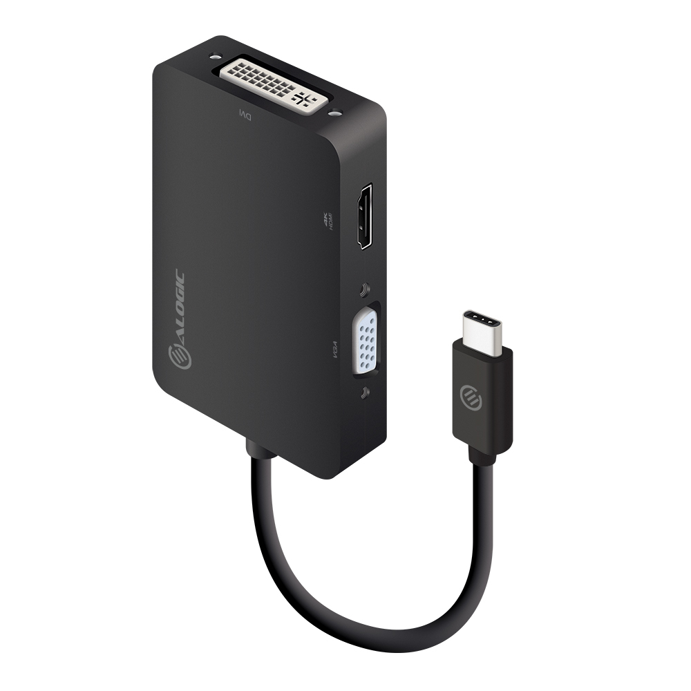 Image of ALOGIC 3-in-1 USB-C to HDMI DVI VGA Adapter - Male to 3-Female