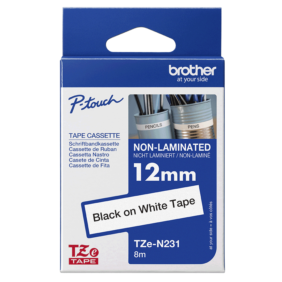 Brother TZE-N231 DirectLabel black on white 12mm x 8m for Brother P-Touch TZ 3.5-18mm/6-12mm/6-18mm/6-24mm/6-36mm