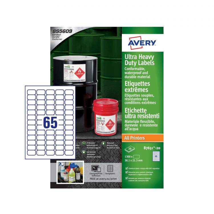 Image of Avery AVERY UL RES LABELS 38X21MM PK1300