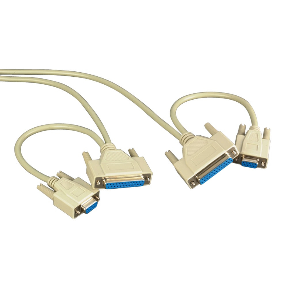 Videk DB9F+DB25F to DB9F+DB25F Null Modem Cable 2Mtr