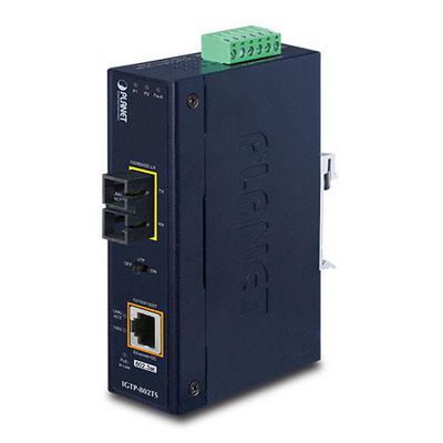 PLANET IP30 Industrial 10/100/1000BAS mediakonverterare för nätverk 1000 Mbit/s Blå