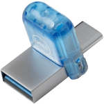 DELL AC429144 lecteur USB flash 256 Go USB Type-A / USB Type-C 3.2 Gen 1 (3.1 Gen 1) Bleu, Acier inoxydable