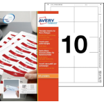 Avery 8554 printer label White Non-adhesive printer label