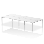 Dynamic Impulse W3600 x D1600 x H750mm Back to Back 4 Person Bench Desk With Cable Management Ports Goal Post Leg White Finish Silver Frame - IB00405 DD
